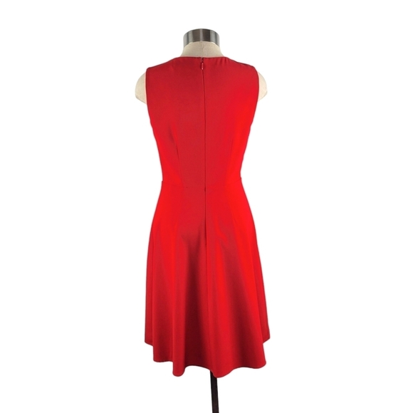 Calvin Klein Women's Red Sleeveless Fit & Flare Knee-Length Modest Dress Size 2 - Picture 5 of 10